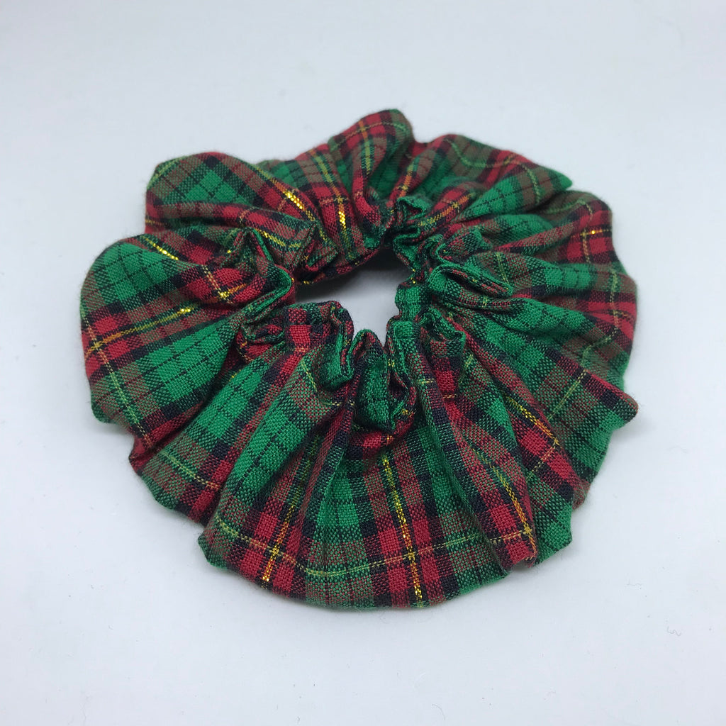 Green Tartan Scrunchie - Plaid Christmas Scrunchies - 90s Fashion