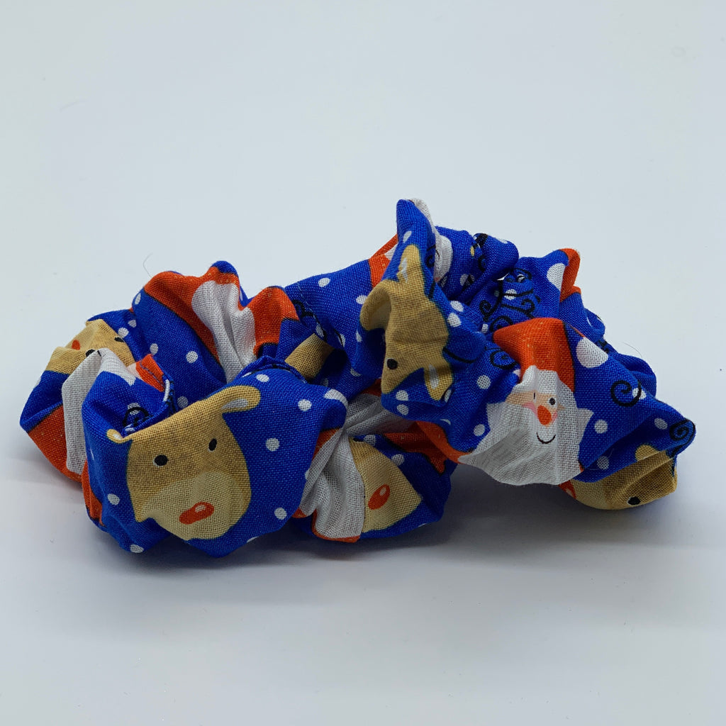 Blue Christmas Scrunchie - Santa Claus Scrunchies - Quirky Fashion Scrunchie