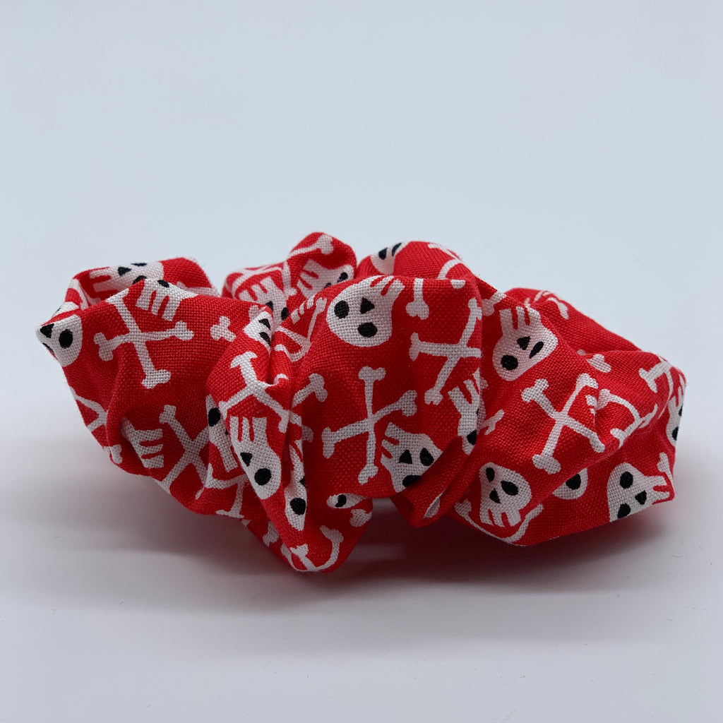 Red Skull & Crossbone Scrunchie - Pirate Scrunchies