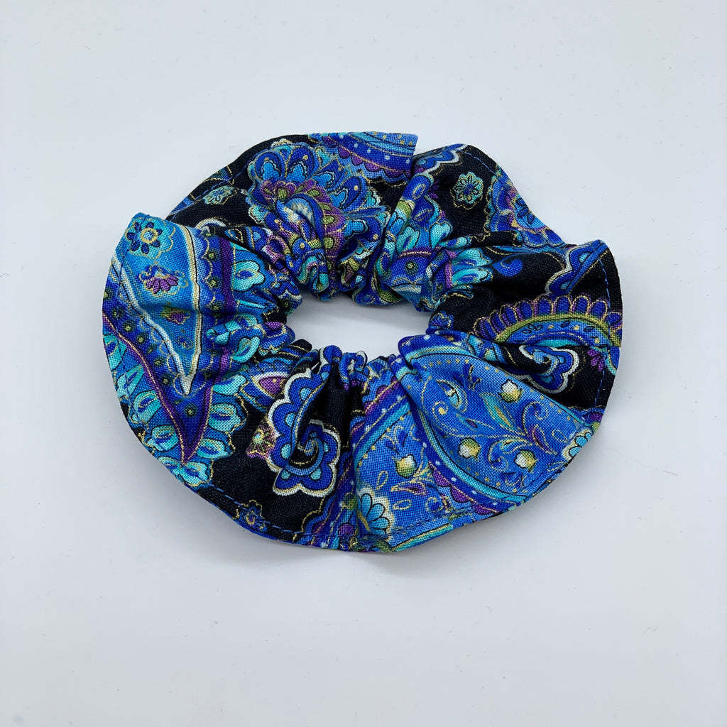 Blue Paisley Scrunchie - Hippie Scrunchies