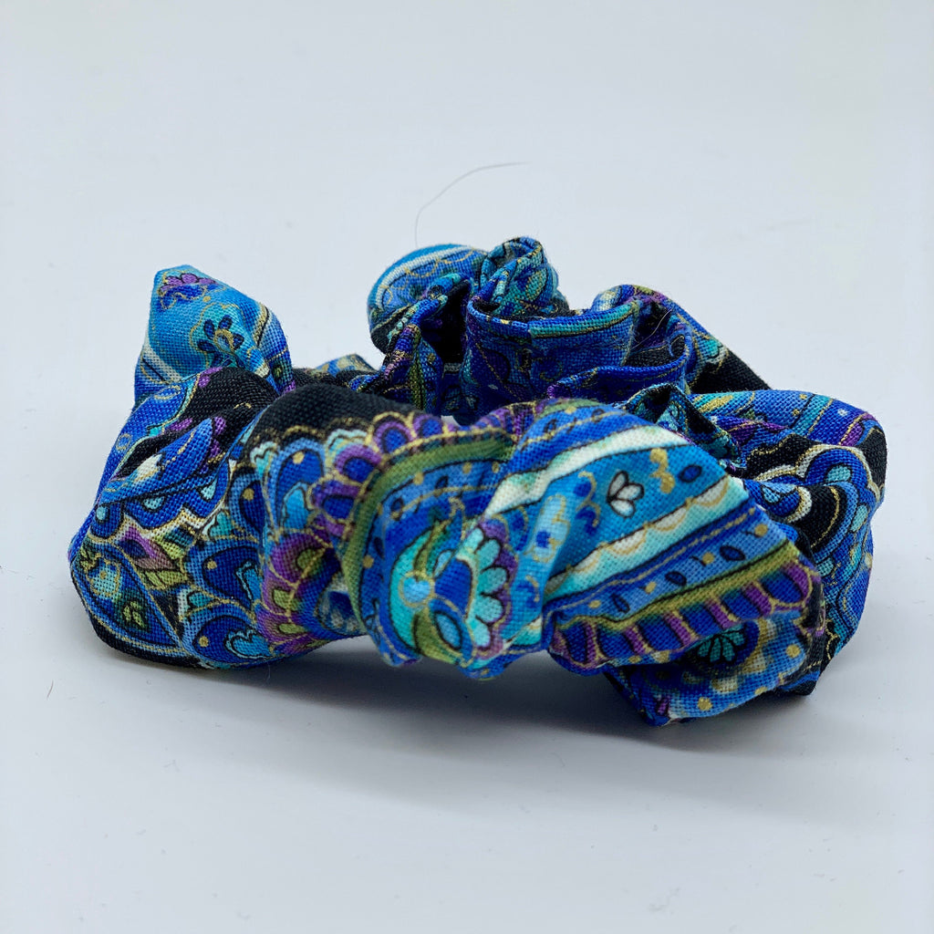 Blue Paisley Scrunchie - Hippie Scrunchies
