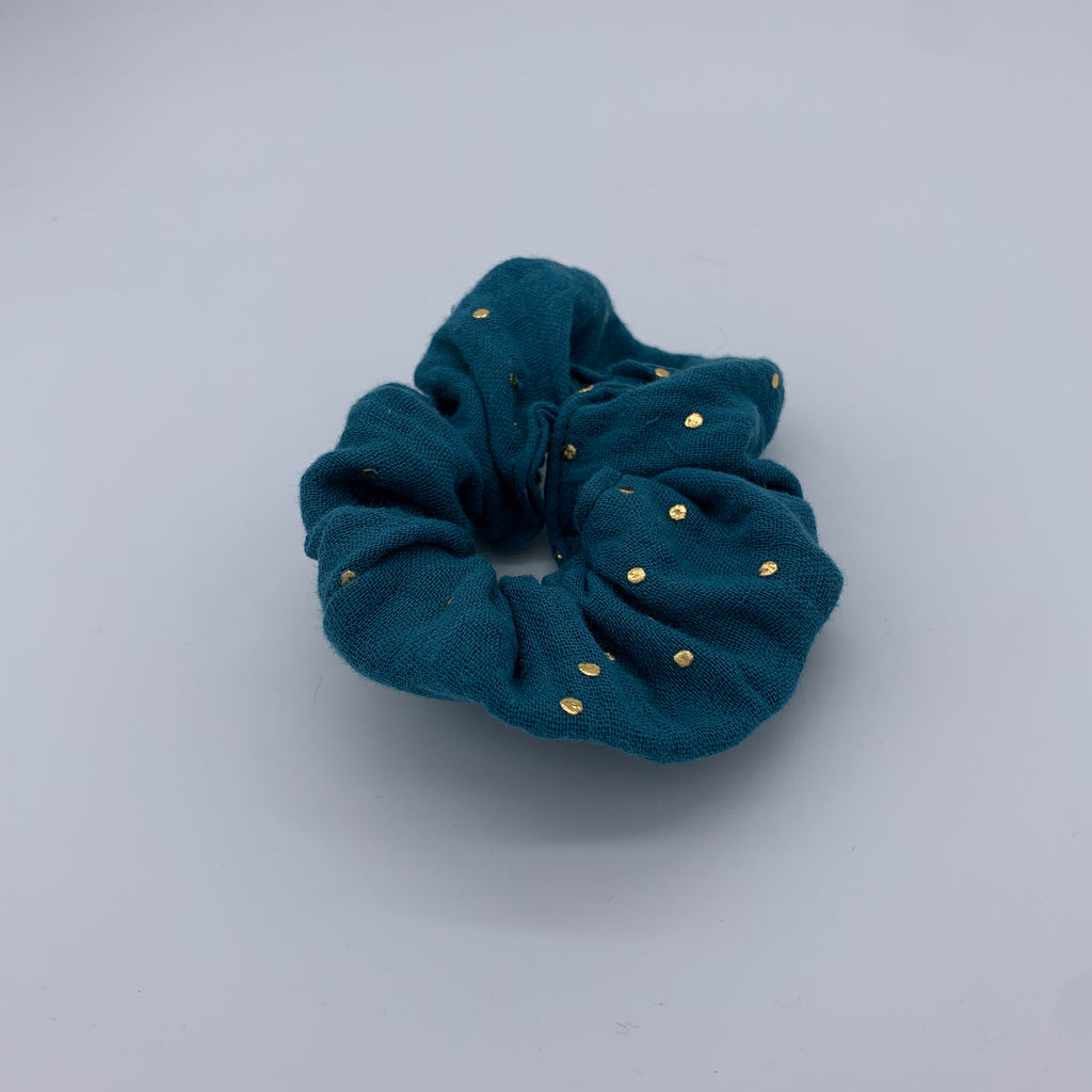 Teal Scrunchie - Gold Foil Scrunchies