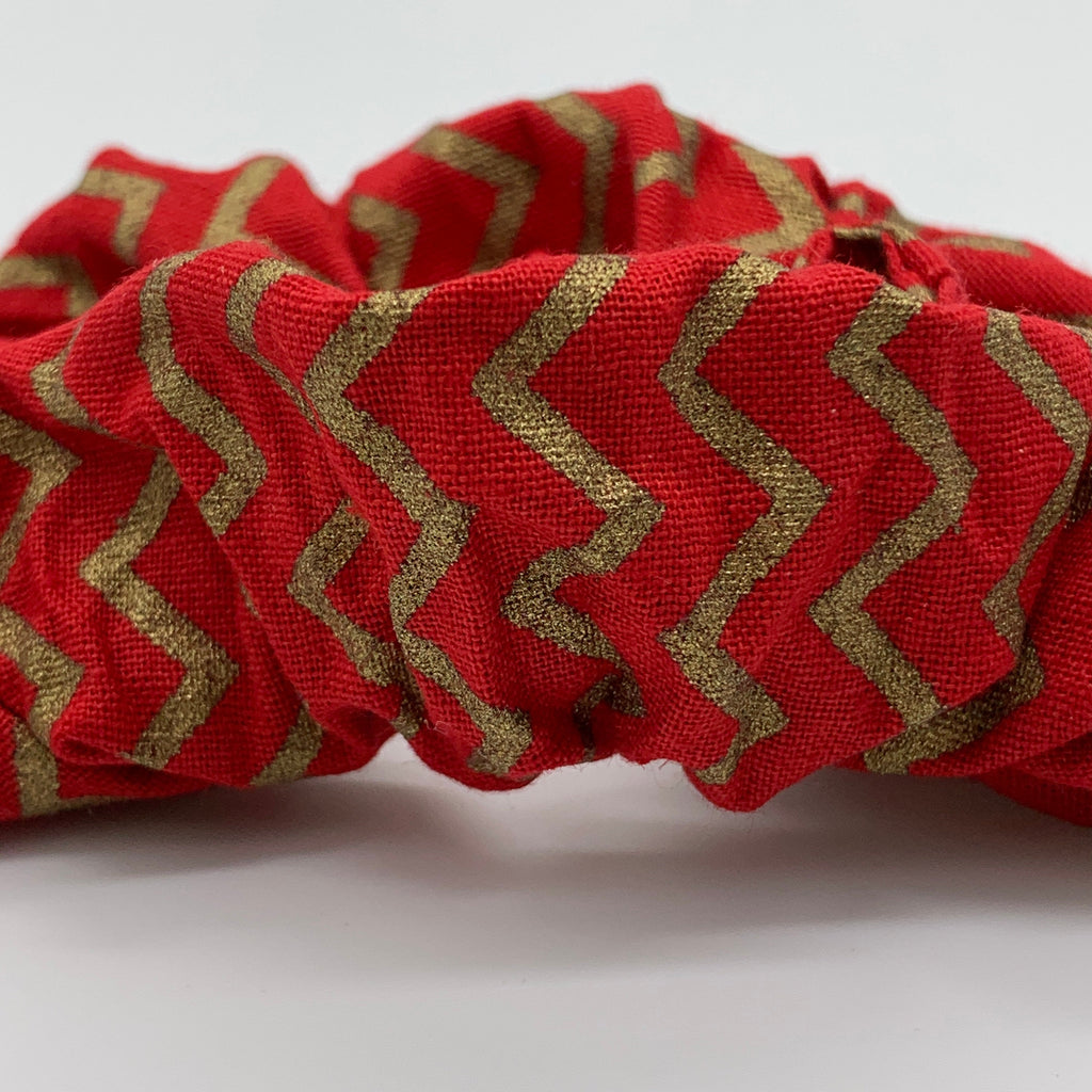 Christmas Scrunchie - Red And Gold Christmas Scrunchie