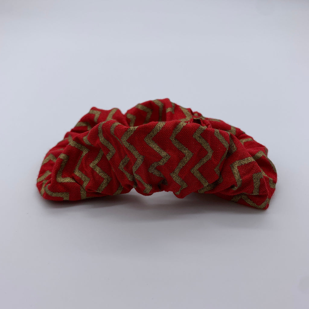 Christmas Scrunchie - Red And Gold Christmas Scrunchie