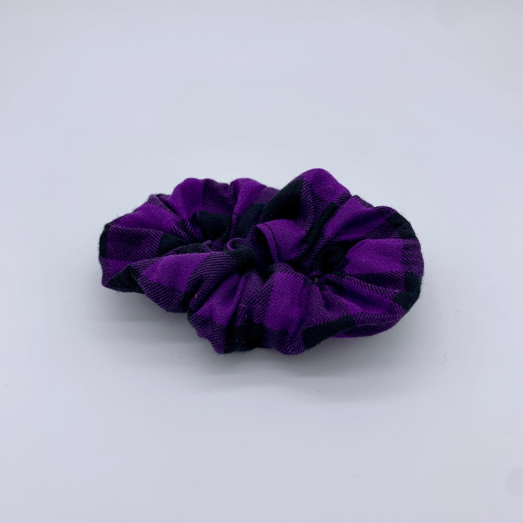 Purple Check Scrunchie - Purple Flannel Scrunchie